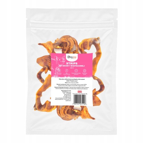 Przysmak dla psa Strips ze skóry wieprzowej 100g GACZOO naturalny