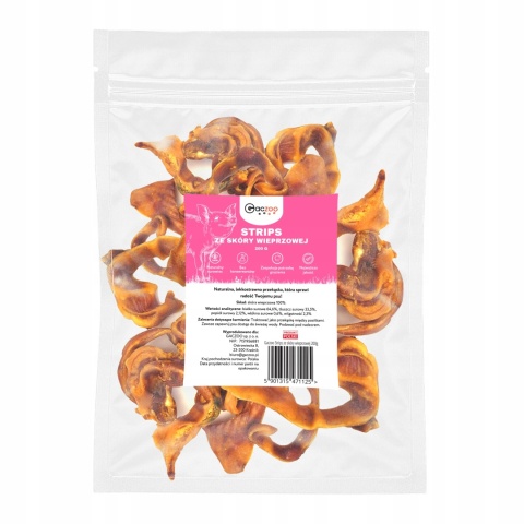 Przysmak dla psa Strips ze skóry wieprzowej 200g GACZOO naturalny