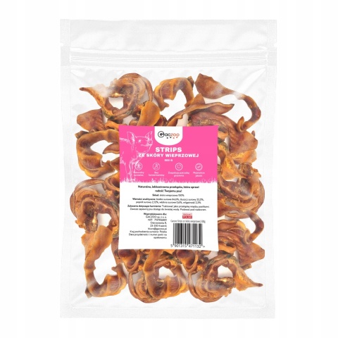 Przysmak dla psa Strips ze skóry wieprzowej 500g GACZOO naturalny