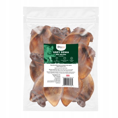 Przysmak dla psa Ucho Dzika bez włosa 10 szt GACZOO naturalny gryzak