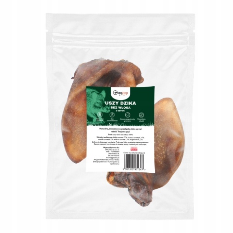 Przysmak dla psa Ucho Dzika bez włosa 2 szt GACZOO naturalny gryzak
