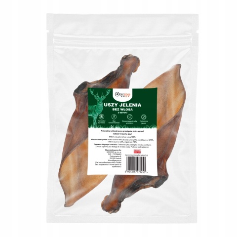 Przysmak dla psa Ucho Jelenia bez włosa 2 szt GACZOO naturalny gryzak