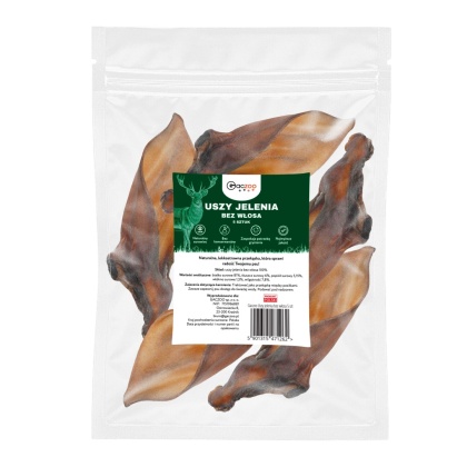 Przysmak dla psa Ucho Jelenia bez włosa 5 szt GACZOO naturalny gryzak