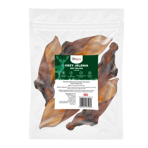 Przysmak dla psa Ucho Jelenia bez włosa 5 szt GACZOO naturalny gryzak