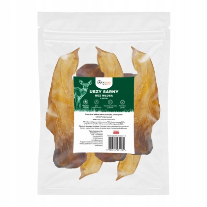 Przysmak dla psa Ucho Sarny bez włosa 5 szt GACZOO naturalny gryzak