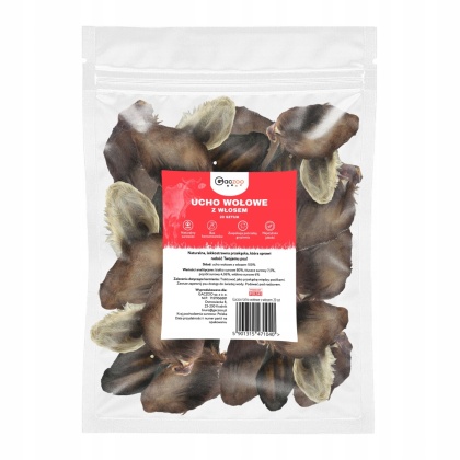 Przysmak dla psa Ucho Wołowe z włosem 20 szt GACZOO naturalny gryzak