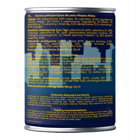 Gaczoo Miejska Miska bez zbóż karma mokra dla psa Kebab Jagnięcy 24 x 400g