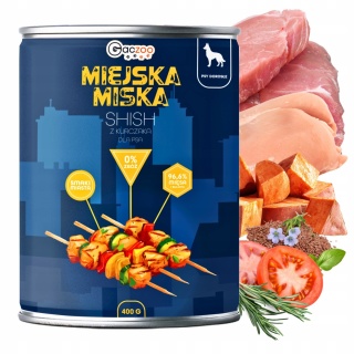 Gaczoo Miejska Miska bez zbóż karma mokra dla psa Shish z Kurczaka 6 x 400g
