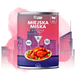 Gaczoo Miejska Miska bezzbożowa karma mokra dla kota Kaczka Pieczona 400g
