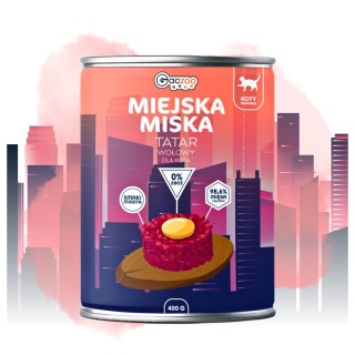 Gaczoo Miejska Miska bezzbożowa karma mokra dla kota Tatar Wołowy 400g