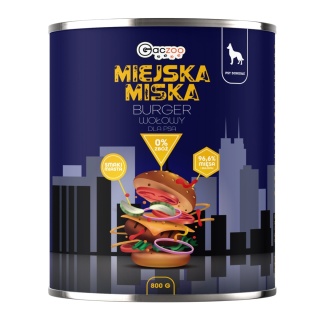 Gaczoo Miejska Miska bezzbożowa karma mokra dla psa Burger Wołowy 18 x 800g
