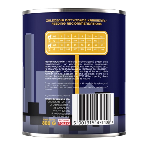 Gaczoo Miejska Miska bezzbożowa karma mokra dla psa Burger Wołowy 18 x 800g