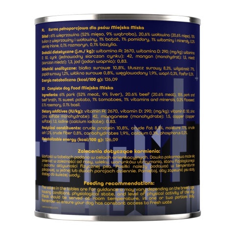 Gaczoo Miejska Miska bezzbożowa karma mokra dla psa Burger Wołowy 24 x 800g