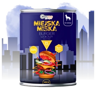 Gaczoo Miejska Miska bezzbożowa karma mokra dla psa Burger Wołowy 400g