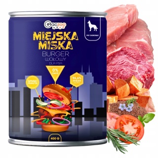 Gaczoo Miejska Miska bezzbożowa karma mokra dla psa Burger Wołowy 400g