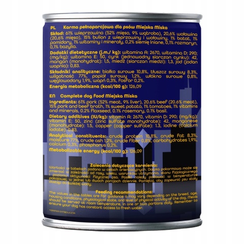 Gaczoo Miejska Miska bezzbożowa karma mokra dla psa Burger Wołowy 400g