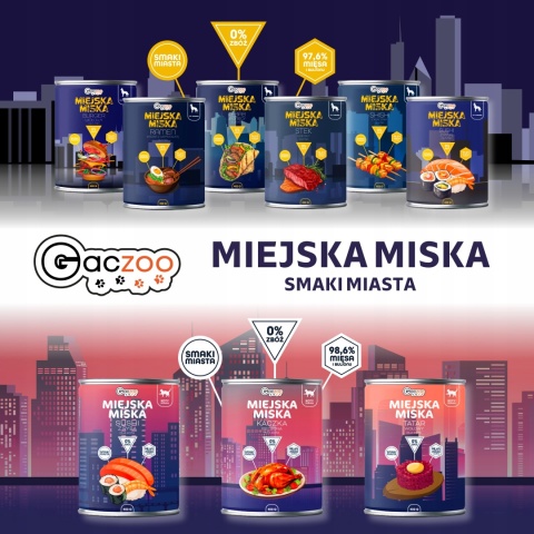 Gaczoo Miejska Miska bezzbożowa karma mokra dla psa Burger Wołowy 400g