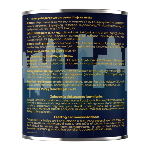 Gaczoo Miejska Miska bezzbożowa karma mokra dla psa Kebab Jagnięcy 800g