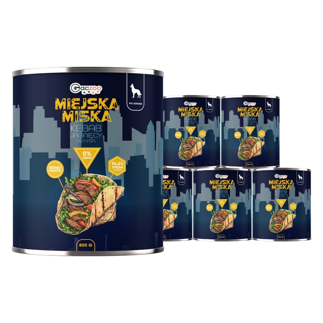 Gaczoo Miejska Miska Kebab Jagnięcy 6 x 800 g