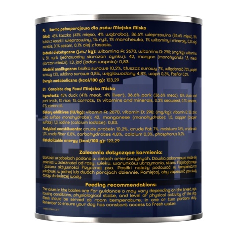 Gaczoo Miejska Miska bezzbożowa karma mokra dla psa Ramen 800g