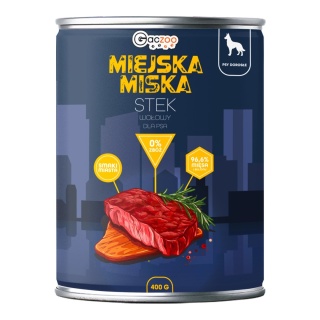 Gaczoo Miejska Miska bezzbożowa karma mokra dla psa Stek Wołowy 400g