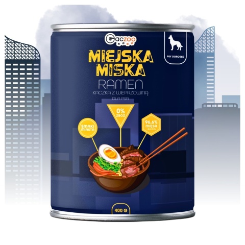 Gaczoo Miejska Miska bezzbożowa karma mokra dla psa Ramen 400g