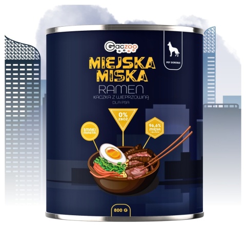 Gaczoo Miejska Miska bezzbożowa karma mokra dla psa Ramen 800g