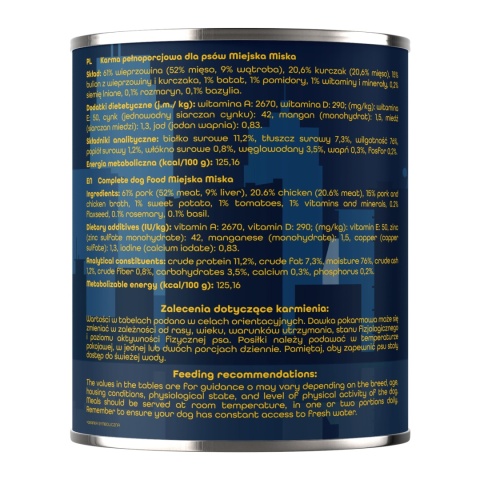 Gaczoo Miejska Miska bezzbożowa karma mokra dla psa Shish z Kurczaka 18 x 800g