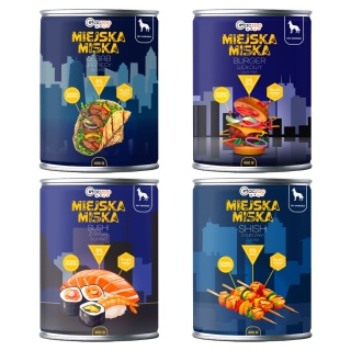 Gaczoo Miejska Miska bezzbożowa karma mokra dla psa mix smaków 4 x 400g