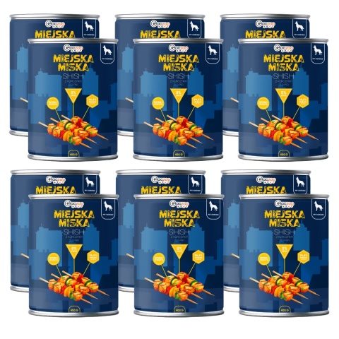 Gaczoo Miejska Miska bezzbożowa karma mokra dla psa Shish z Kurczaka 12 x 400g