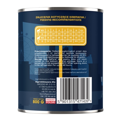 Gaczoo Miejska Miska bezzbożowa karma mokra dla psa Shish z Kurczaka 12 x 800g