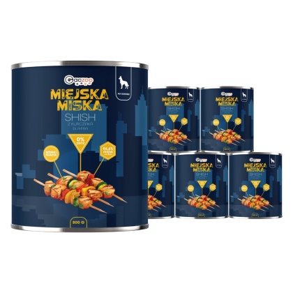 Gaczoo Miejska Miska bezzbożowa karma mokra dla psa Shish z Kurczaka 6 x 800g