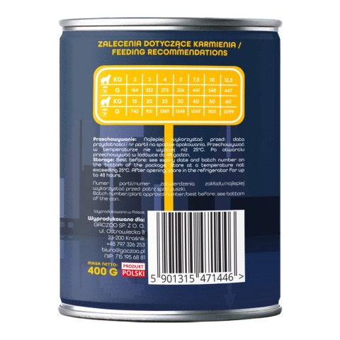 Gaczoo Miejska Miska bezzbożowa karma mokra dla psa Stek Wołowy 24 x 400g