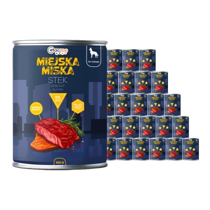 Gaczoo Miejska Miska bezzbożowa karma mokra dla psa Stek Wołowy 24 x 400g