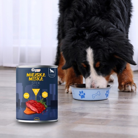 Gaczoo Miejska Miska bezzbożowa karma mokra dla psa Stek Wołowy 12 x 400g