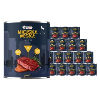 Gaczoo Miejska Miska bezzbożowa karma mokra dla psa Stek Wołowy 18 x 800g