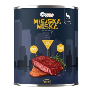 Gaczoo Miejska Miska bezzbożowa karma mokra dla psa Stek Wołowy 24 x 800g