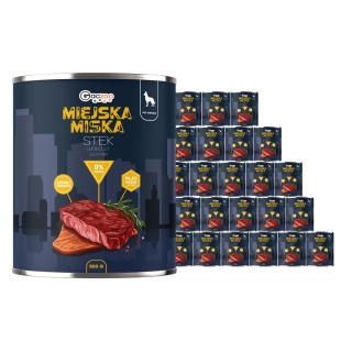 Gaczoo Miejska Miska bezzbożowa karma mokra dla psa Stek Wołowy 24 x 800g
