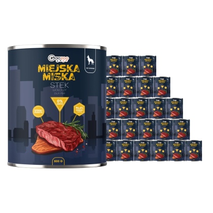 Gaczoo Miejska Miska bezzbożowa karma mokra dla psa Stek Wołowy 24 x 800g