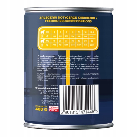 Gaczoo Miejska Miska bezzbożowa karma mokra dla psa Stek Wołowy 24 x 400g