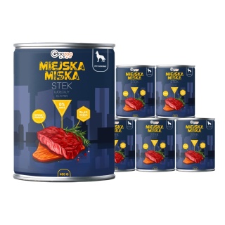 Gaczoo Miejska Miska bezzbożowa karma mokra dla psa Stek Wołowy 6 x 400g