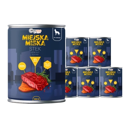 Gaczoo Miejska Miska bezzbożowa karma mokra dla psa Stek Wołowy 6 x 400g