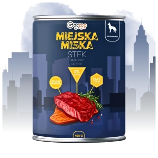 Gaczoo Miejska Miska bezzbożowa karma mokra dla psa Stek Wołowy 400g