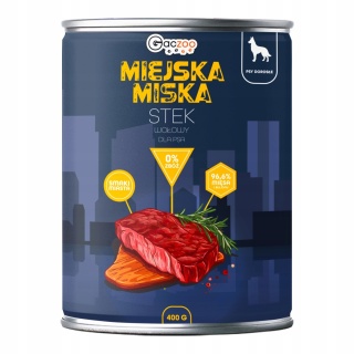 Gaczoo Miejska Miska bezzbożowa karma mokra dla psa Stek Wołowy 400g