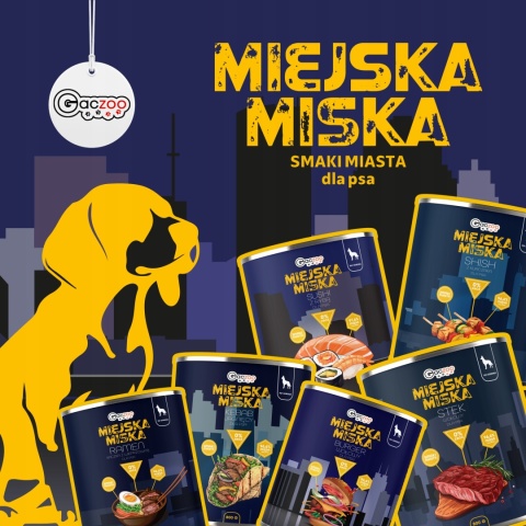 Gaczoo Miejska Miska bezzbożowa karma mokra dla psa Stek Wołowy 400g