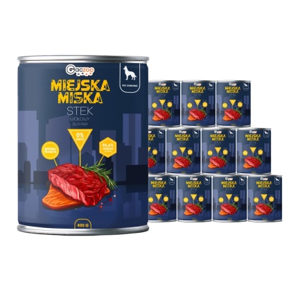 Gaczoo Miejska Miska bezzbożowa karma mokra dla psa Stek Wołowy 12 x 400g
