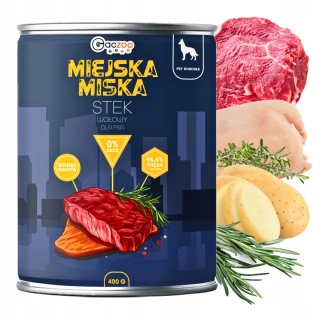 Gaczoo Miejska Miska bezzbożowa karma mokra dla psa Stek Wołowy 6 x 400g