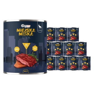 Gaczoo Miejska Miska bezzbożowa karma mokra dla psa Stek Wołowy 12 x 800g