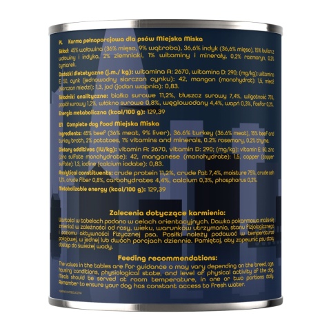 Gaczoo Miejska Miska bezzbożowa karma mokra dla psa Stek Wołowy 6 x 800g