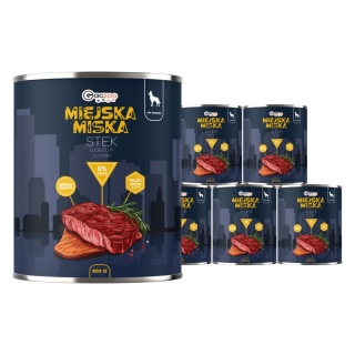Gaczoo Miejska Miska bezzbożowa karma mokra dla psa Stek Wołowy 6 x 800g